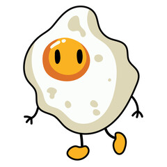 fried egg character isolated funny cartoon y2k illustration