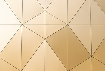 Golden Decorative Pattern, Tiles, Gold Geometrical Abstract Line. Background Or Texture Modern Exterior, Facade. Pattern, Background. For Cover, Artwork, Web Banner. Simple And Minimal. Horizontal