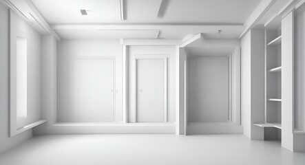 Empty white room with walls. Modern empty interior