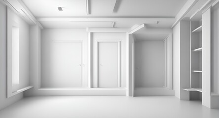 Fototapeta premium Empty white room with walls. Modern empty interior