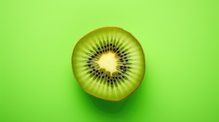  a horizontal layout, of a Kiwi on trendy greens and yellows, Food-themed in a JPG format. Generative AI