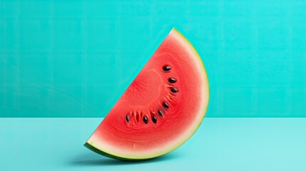 a horizontal layout, Watermelon slice with trendy colored backgrounds for product advertisements, Commercial-themed in a JPG format. generative ai