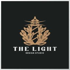 Hand drawn floral logo, hand drawn logo, lighthouse logo, floral lighhouse, minimal lighthouse, light logo, building logo