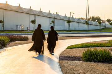 women wearing hijab walking in Abu Dhabi streets