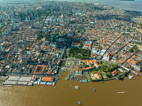 aerial photo with drone of the city Belem do Para in Brazil