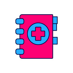 Fototapeta premium Filled outline Medical clipboard with clinical record icon isolated on white background. Prescription, medical check marks report. Vector