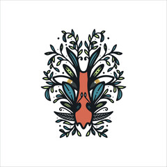 Hand drawn floral logo, hand drawn logo, creature logo, magic floral logo, cafe logo, reatsurant logo, floral creature