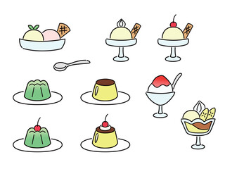 冷たいデザートのイラストセット