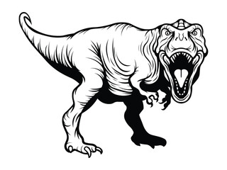 A tyrannosaurus rex outline vector suitable for kids coloring activity. Dinosaur logo. Vector illustration