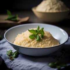 Piatto di risotto con basilico 