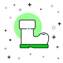 Filled outline Waterproof rubber boot icon isolated on white background. Gumboots for rainy weather, fishing, gardening. Vector