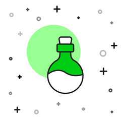 Filled outline Bottle with love potion icon isolated on white background. Happy Valentines day. Vector