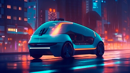  Artificial Intelligence technology in autonomous self-driving car. Generative Ai technology.
