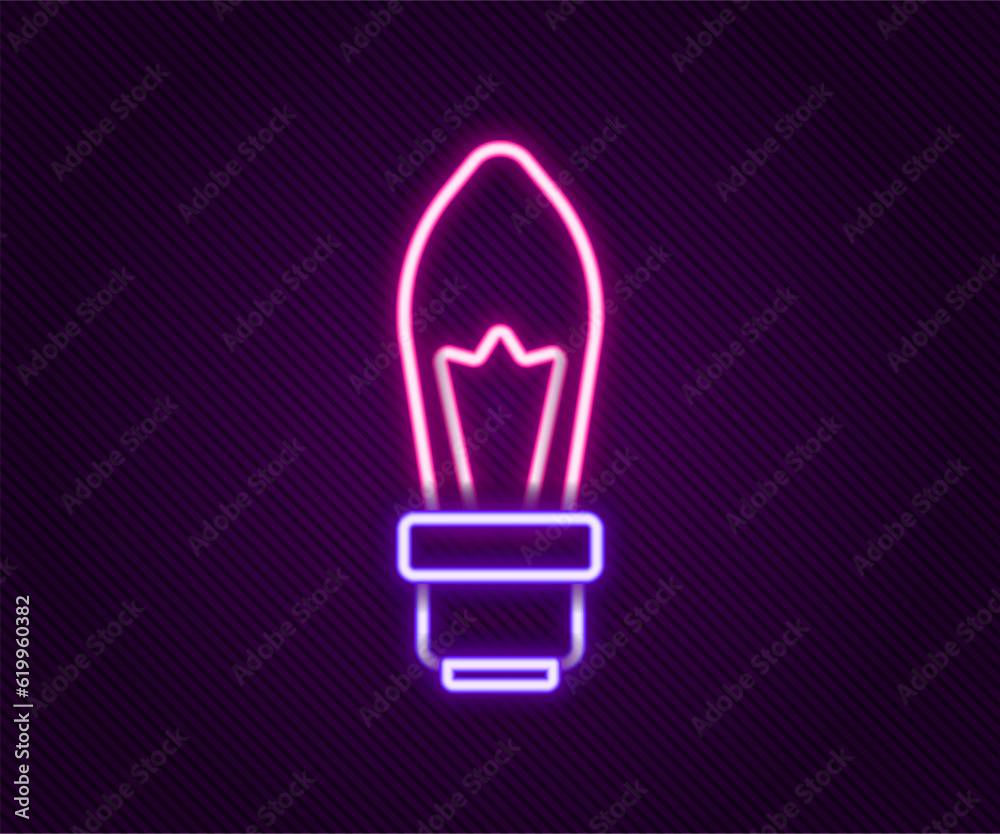 Poster glowing neon line light bulb with concept of idea icon isolated on black background. energy and idea