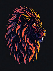 Lion head illustration portrait. AI generated illustration