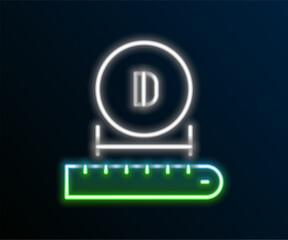 Glowing neon line Diameter icon isolated on black background. Colorful outline concept. Vector