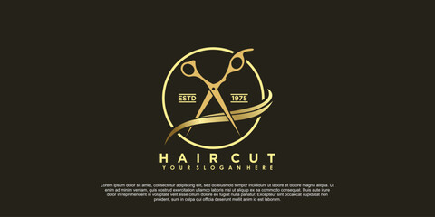 beauty salon hair cut logo design creative concept