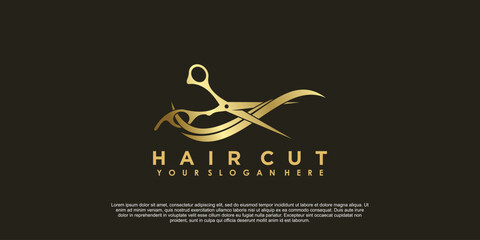 beauty salon hair cut logo design creative concept