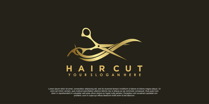 beauty salon hair cut logo design creative concept