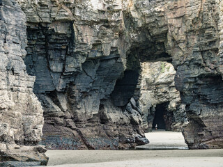 Cathedral Beach in Galicia Spain. Tourist attraction.