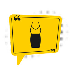 Black Woman dress icon isolated on white background. Clothes sign. Yellow speech bubble symbol. Vector