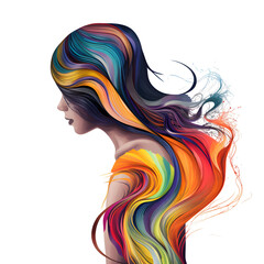 Beautiful young woman with colorful hair. Vector illustration for your design