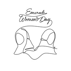 One continuous line drawing of Emirati Women’s Day celebration August 28. UAE National Day design in simple linear style. UAE Women's Day design concept vector illustration