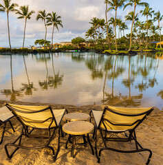 Swimming Pool at Resort Hotel, Kauai, Hawaii, USA - obrazy, fototapety, plakaty