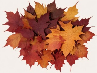 Obraz premium Natural colorful autumn maple leaves stacked in a circle, created with generative ai, ki