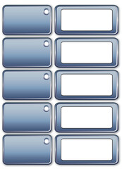 Vector illustration collection of a rectangular shapes with holes. Set of blank labels frames in blue-gray metallic colors in eps and jpg format. Objects isolated.
