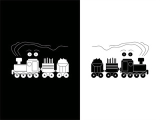 Naklejka premium silhouette illustration of a cute train in high contrast card