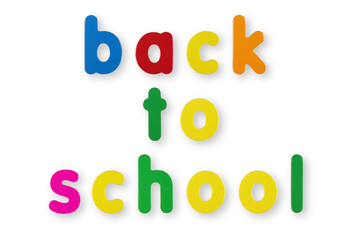 back to school words coloured magnetic letters with clipping path