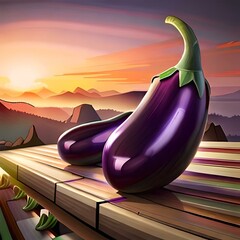 eggplant on a wooden background
