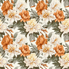 Elegant floral pattern in big flowers. Vintage Floral seamless background for fashion prints. Vintage print.