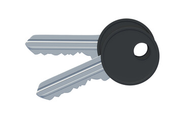 Keys isolated on white background. Top view. 3d render