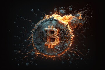 Bitcoin on fire material