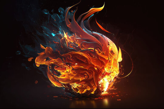 Red flame stock photo, AI generated