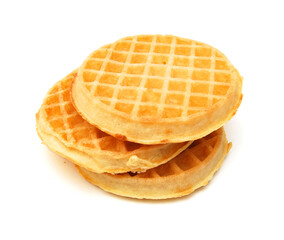 Baked waffles on white background 