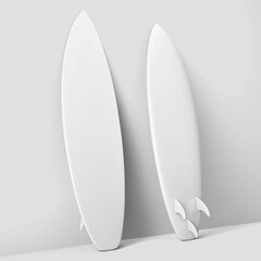 summer water sport surfing board surfboard longboard realistic mockup design template set front side and back view 3d render illustration isolated perspective view