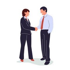 Fototapeta premium Meeting of business people. Vector illustration in flat cartoon style of several couples of people of nationalities