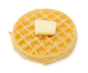 Baked waffles on white background 