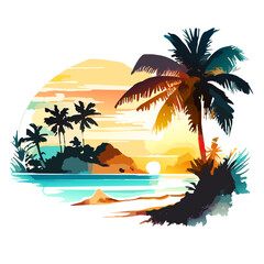 tropical island with palm trees