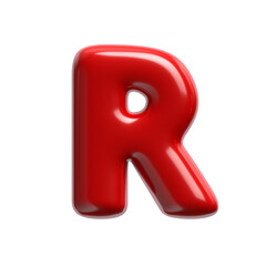 red cartoon letter R - Uppercase 3d glossy font - suitable for events, design or passion related subjects