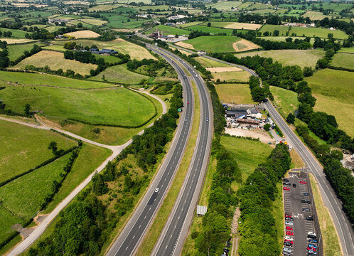 Aerial view of Roads and Infrastructure at Newry City Bypass County Down Northern Ireland