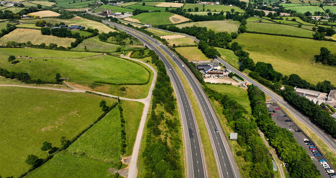 Aerial view of Roads and Infrastructure at Newry City Bypass County Down Northern Ireland