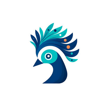 Peacock vector logo design template. Bird icon vector illustration.