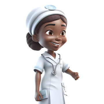 3D Render of an African American nurse with a stethoscope