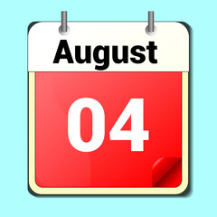 day on the calendar, vector image format, August 4