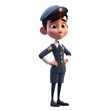 3d illustration of a cute police officer with a white background.
