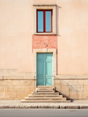 front view photo of old beige house wall in the old city minimalism picture